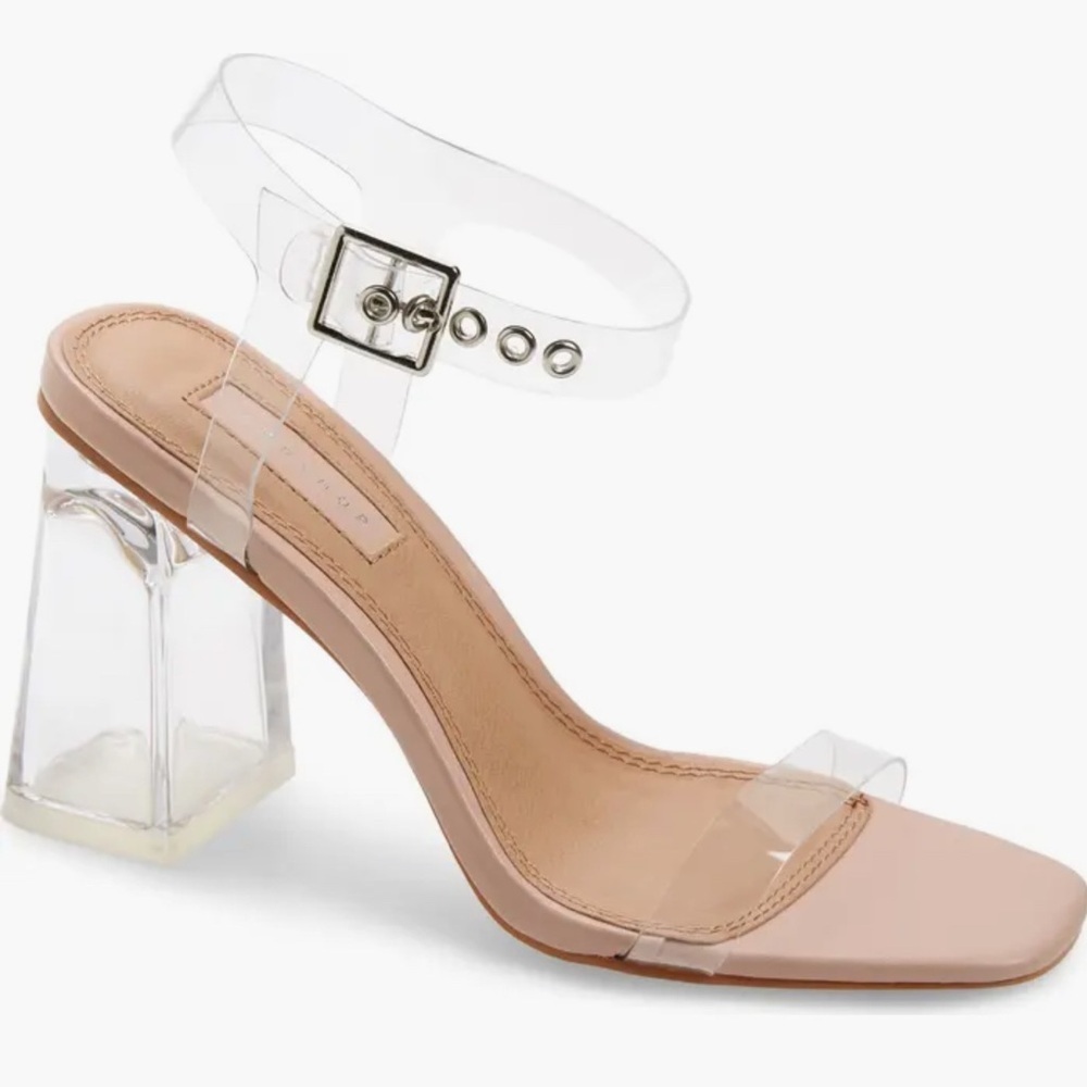 Topshop Sonia Clear Block Heel Sandal (Women)